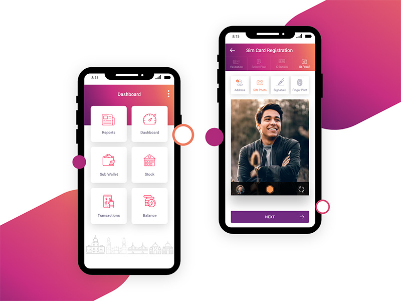Mobile app banking single page colorful illustration mobile design website uiux