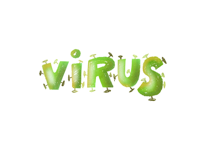 Virus brown green lettering virus