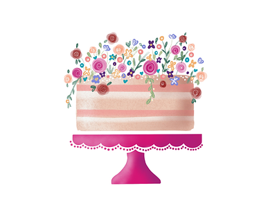 Flowers and cake cake flowers pink dessert draw