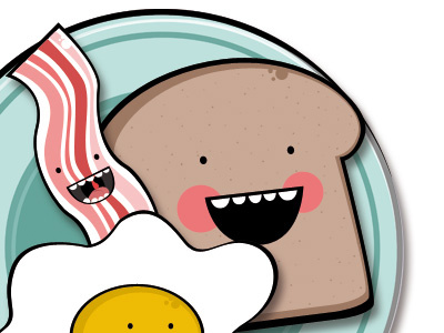 Freaky Breadfast bacon bread breadfast egg food illustration vector
