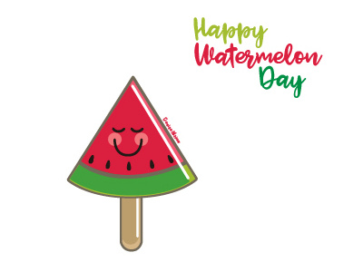 Happy Watermelon Day <3 fresh fruit fruits green kawaii pink summer vector watermelon