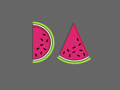 Watermelon Initials a d fruit illustration initials lettering name pink vector watermelon