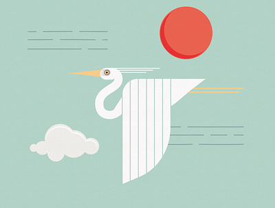 Flying Crane design graphic design illustration