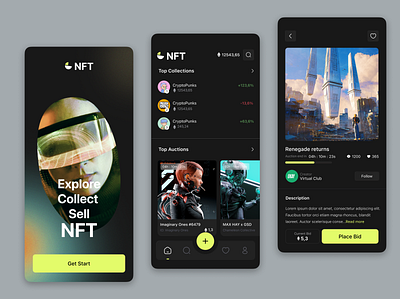 NFT Marketplace App app application cryto design illustration nft ui ux