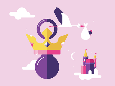 Baby Princess baby castle cloud princess vector