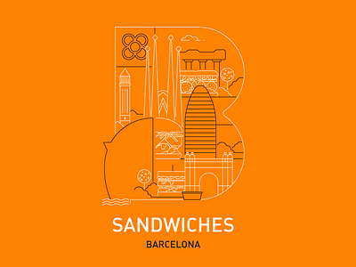 b_sandwiches barcelona barcelona city geometric illustration sandwich sandwiches skyline vector