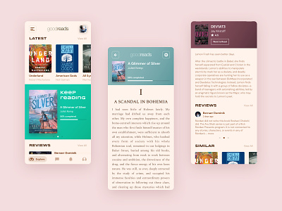 Goodreads Redesign aesthetics android app design book colorful design design app goodreads inspiration interface minimal reading review sketchapp ui uiux uiuxdesign