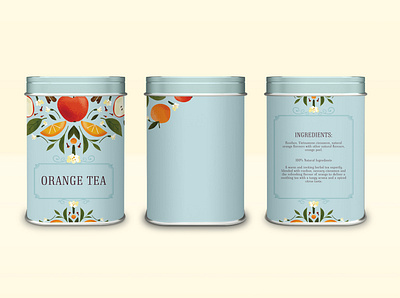 Orange Tea berry bloom branding design flat green illustration nature packaging pattern vector