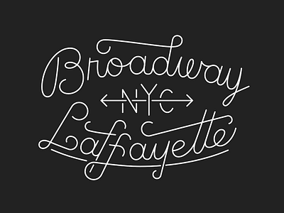 Broadway Laffayette flat lettering nyc script subway