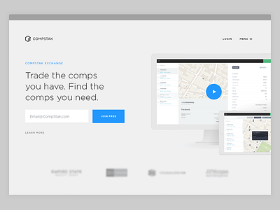 CompStak Exchange cre mockup product sign up ui