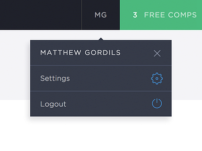 New User Settings Dropdown