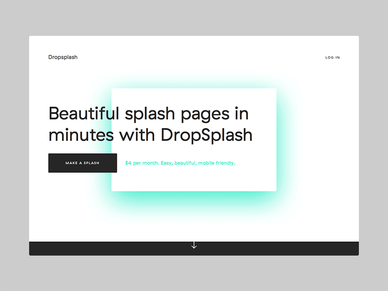 Dropsplash Landing aqua dropsplash page ui
