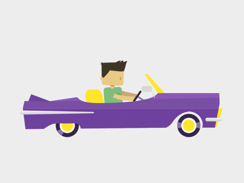 Cruisin' animation boy car character driving motion graphics purple car