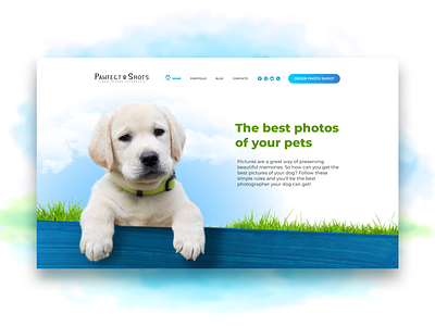 Portfolio site for a pet photographer header design homepage pets photo retouching photographer visual design webdesig website