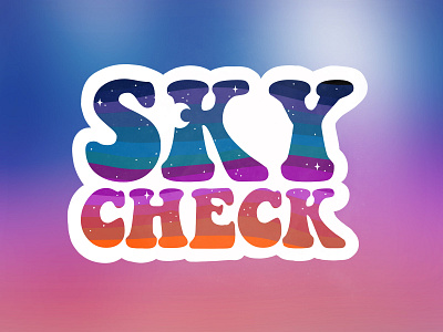 Sky Check Sticker illustration moon night sky sky sky check stars sticker sunset