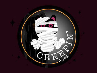 Creepin' It Real cat coffin halloween illustration mummy spooky sticker stickermule