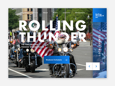 Rolling Thunder Dribble homepage landing page memorial day mia military motorcycle pow rolling thunder ui veterans web design website