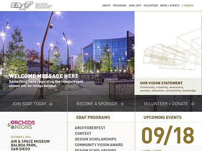 SDAF website design explorations