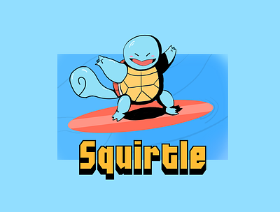 Squirtle cartoon design illustration pokemon squirtle surfing water