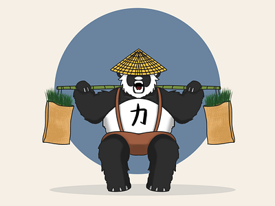 Panda Squat chinese design gym illustration panda power squat strength