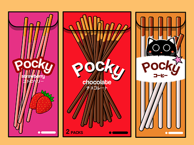 Pocky asian chocolate design food illustration pocky snacks
