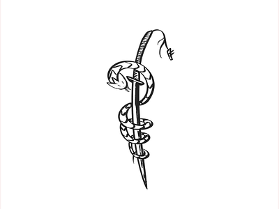 Sword & Snake black and white design illustration snake sword
