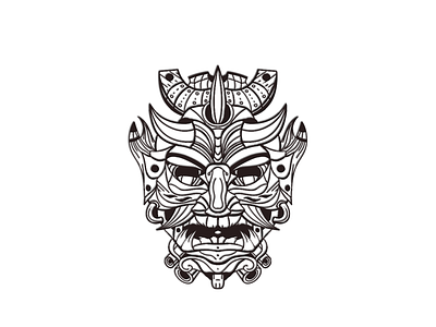 Shogun design illustration japanese mask shogun