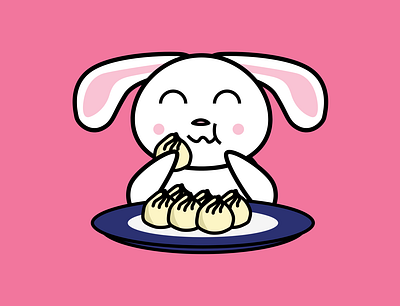 Inktober 2019 - Day 25 - Tasty bunny cute design dumplings illustration inktober inktober2019 rabbit tasty vector