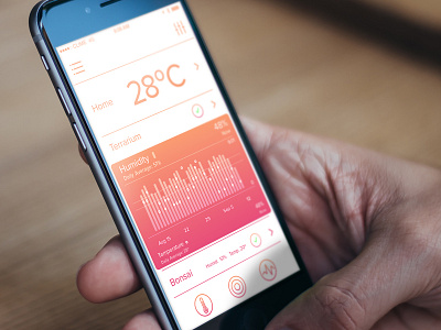 Clime iOS App on iPhone 6 clime gradient hand ios8 iphone6 orange photo pink product design sensor