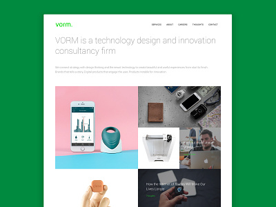 VORM. Web interface design green landing portfolio vorm