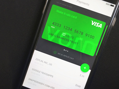 Mobile Payments UI app card fab free freebie green mobile paymets ui uikit ux