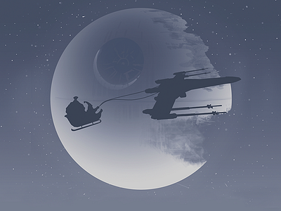 Star Wars Christmas christmas deathstar illustration santa space star wars stars xwing