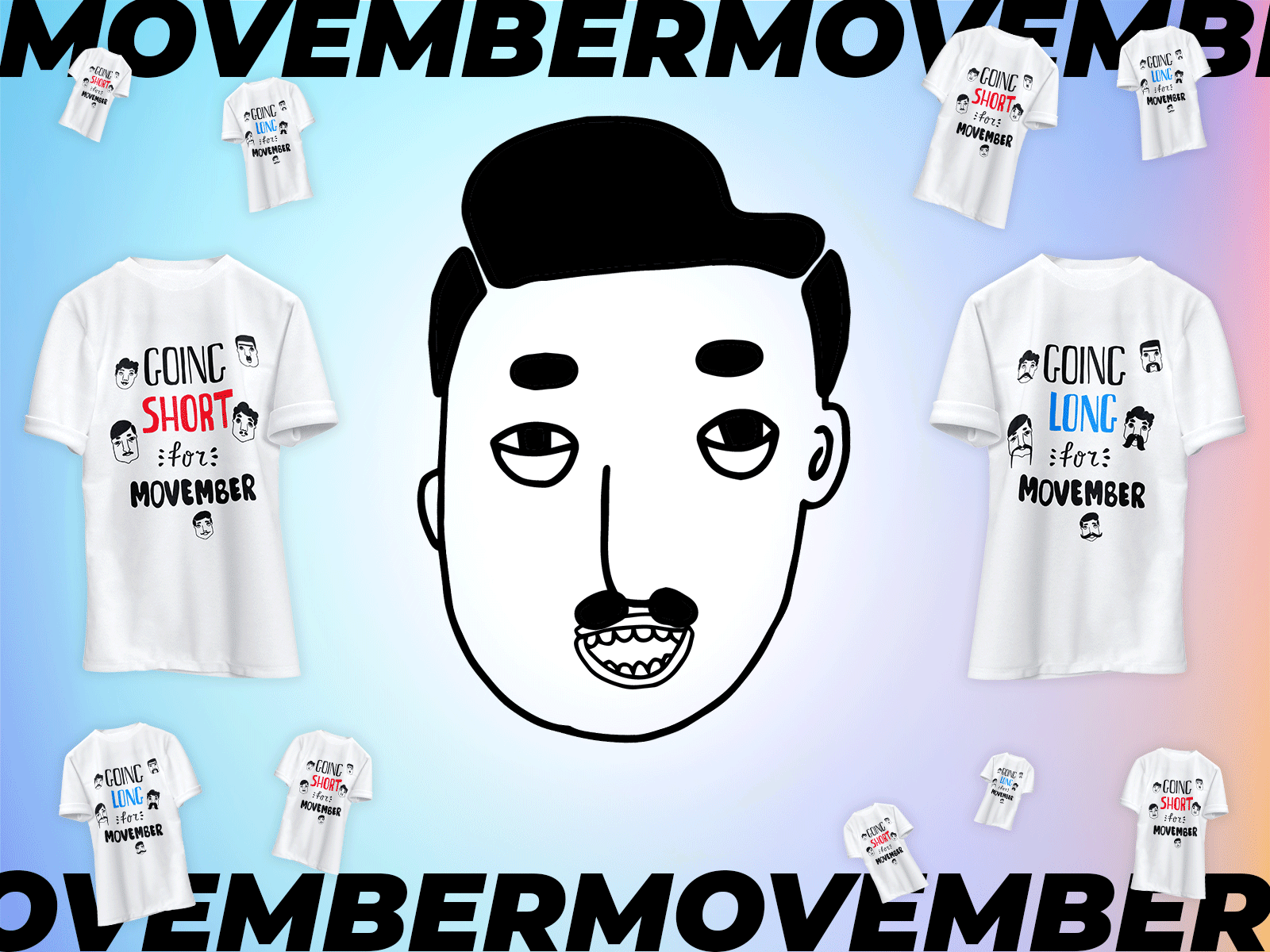 Movember t-shirts design fundraiser illustration illustrator lettering movember tshirt vector