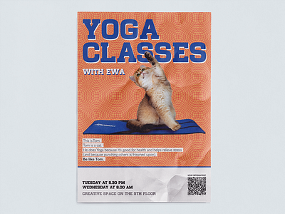 Poster for yoga classes cat design poster yoga