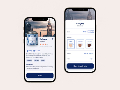 Tea brewing app app design design mobile tea timer ui user interface ux