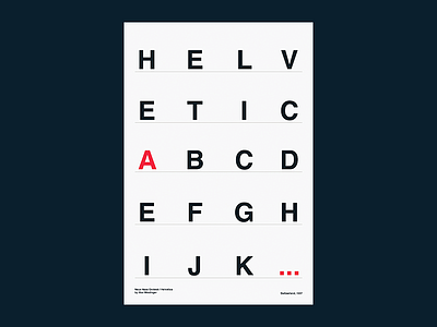 Helvetica poster blue clean helvetica minimal poster print red