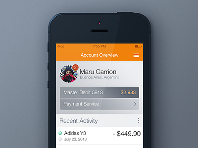 Payoneer iOS 7 app blue clean concept flat ios ios 7 iphone minimal orange