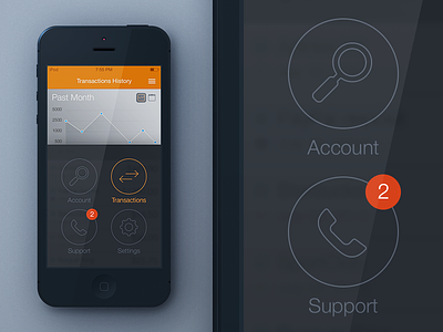 Payoneer menu app blue clean concept flat ios ios 7 iphone minimal orange
