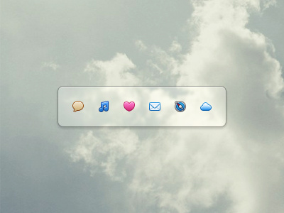 taskbar icons cloud heart icons im mail music safari