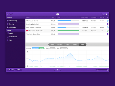 BitTorrent with sidebar app clean client torrent ui violet