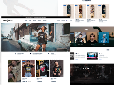 New Aces - Clothing Line Website branding design e commerce interface shop skate ux