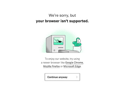 Unsupported browser dinosaur fintech flat illustration womp womp