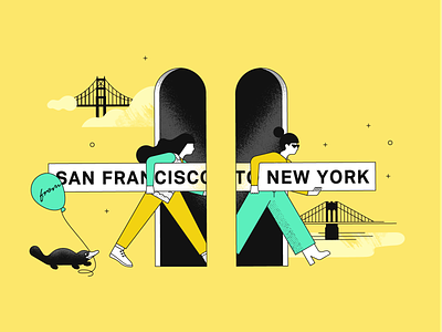 Plaid: from SF to NY bridges brooklyn bridge design fintech golden gate illustration monoweight new york platypus san francisco