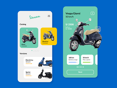 Vespa | Mobile app redesign brand identity branding concept concept design flat uidesign uiux usability webdesign website