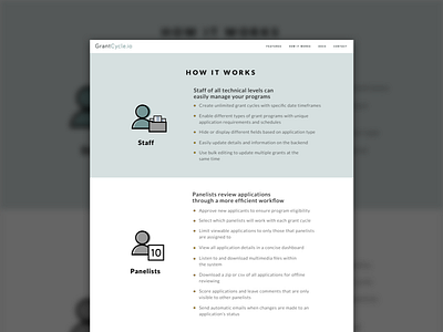 Grant Management How It Works Page homepage site ui web web design website