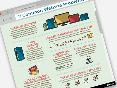 Website Problems Infographic browser flat flat design graphic design icons info infographic infographics list ui