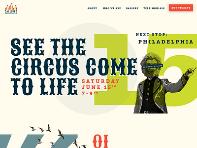 Calliope Bros. Circus Site branding circus design graphic design marketing onepage onepager site typography ui ux web web design website