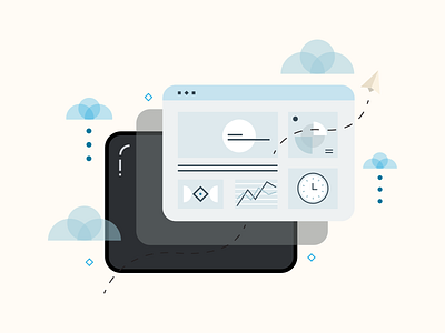 Data, Clouds, Screens, Oh my! app clouds data data viz design flat flat design future geometric graphic design illustration illustrator minimal minimalist screens sticker sticker design ui vector