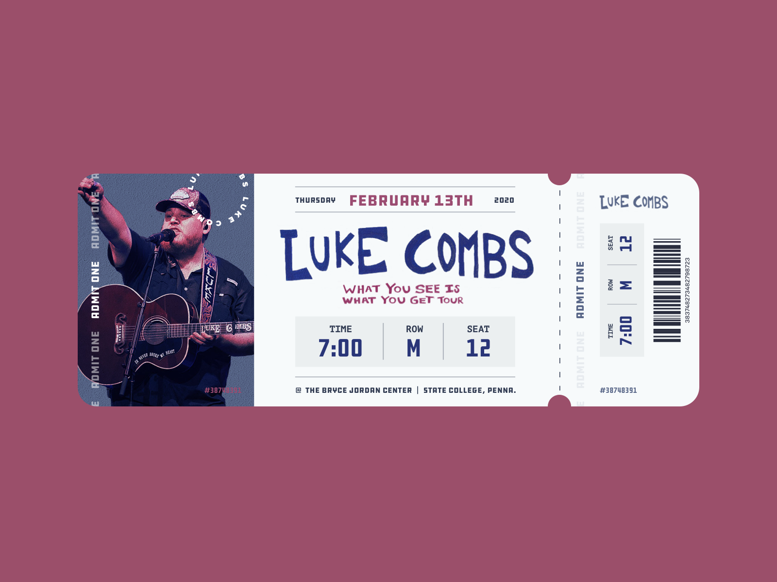Luke Combs Ticket Stub by Kaci Kwiatek on Dribbble