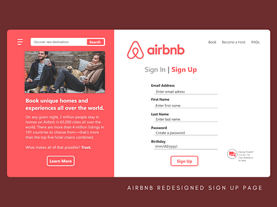 Registration Page airbnb brand signup